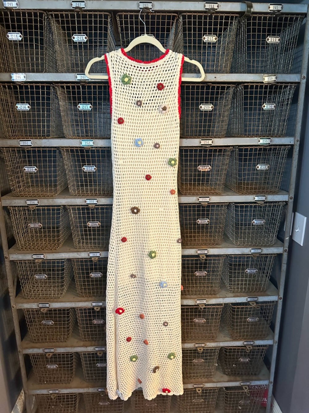 Callahan Cream Crochet Maxi Dress with Multicolor Flower Appliqués - Picture 11 of 13